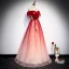 Chic / Beautiful Red Evening Dresses  2020 A-Line / Princess Off-The-Shoulder Short Sleeve Beading Floor-Length / Long Backless Formal Dresses