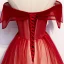 Chic / Beautiful Red Evening Dresses  2020 A-Line / Princess Off-The-Shoulder Short Sleeve Beading Floor-Length / Long Backless Formal Dresses