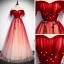 Chic / Beautiful Red Evening Dresses  2020 A-Line / Princess Off-The-Shoulder Short Sleeve Beading Floor-Length / Long Backless Formal Dresses