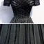 Mode Noire Robe De Soirée 2020 Princesse De l'épaule Manches Courtes Paillettes Perlage Train De Balayage Volants Dos Nu Robe De Ceremonie
