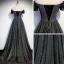 Mode Noire Robe De Soirée 2020 Princesse De l'épaule Manches Courtes Paillettes Perlage Train De Balayage Volants Dos Nu Robe De Ceremonie