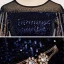 Sparkly Royal Blue Gradient-Color Gold Sequins Evening Dresses  2020 Trumpet / Mermaid See-through Scoop Neck 1/2 Sleeves Rhinestone Sash Floor-Length / Long Formal Dresses