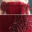 Eleganckie Burgund Sukienki Wieczorowe 2020 Princessa Przy Ramieniu Kótkie Rękawy Aplikacje Z Koronki Frezowanie Trenem Sweep Wzburzyć Bez Pleców Sukienki Wizytowe