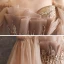Chic / Belle Doré Robe De Soirée 2020 Princesse Perlage Bretelles Spaghetti Manches Courtes Appliques En Dentelle Longue Volants Dos Nu Robe De Ceremonie
