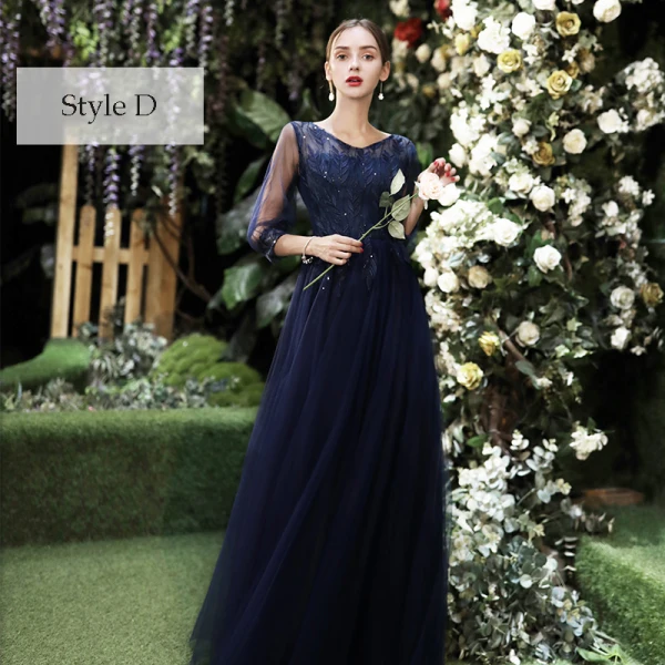 Affordable Navy Blue Bridesmaid Dresses 2020 A-Line / Princess Appliques Lace Sequins Floor-Length / Long Ruffle Wedding Party Dresses