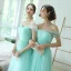 Affordable Mint Green Bridesmaid Dresses 2020 A-Line / Princess Off-The-Shoulder Short Sleeve Floor-Length / Long Ruffle Backless Wedding Party Dresses