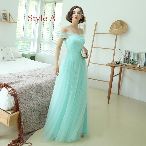 Affordable Mint Green Bridesmaid Dresses 2020 A-Line / Princess Off-The-Shoulder Short Sleeve Floor-Length / Long Ruffle Backless Wedding Party Dresses