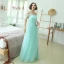 Affordable Mint Green Bridesmaid Dresses 2020 A-Line / Princess Off-The-Shoulder Short Sleeve Floor-Length / Long Ruffle Backless Wedding Party Dresses