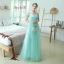 Affordable Mint Green Bridesmaid Dresses 2020 A-Line / Princess Off-The-Shoulder Short Sleeve Floor-Length / Long Ruffle Backless Wedding Party Dresses