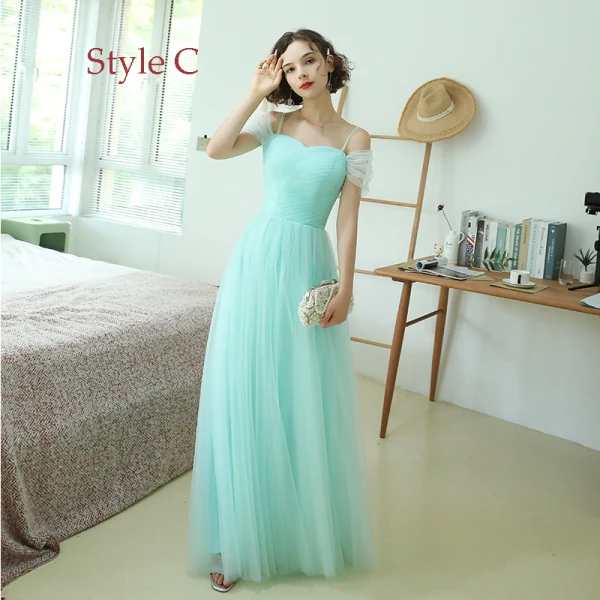 Affordable Mint Green Bridesmaid Dresses 2020 A-Line / Princess Off-The-Shoulder Short Sleeve Floor-Length / Long Ruffle Backless Wedding Party Dresses