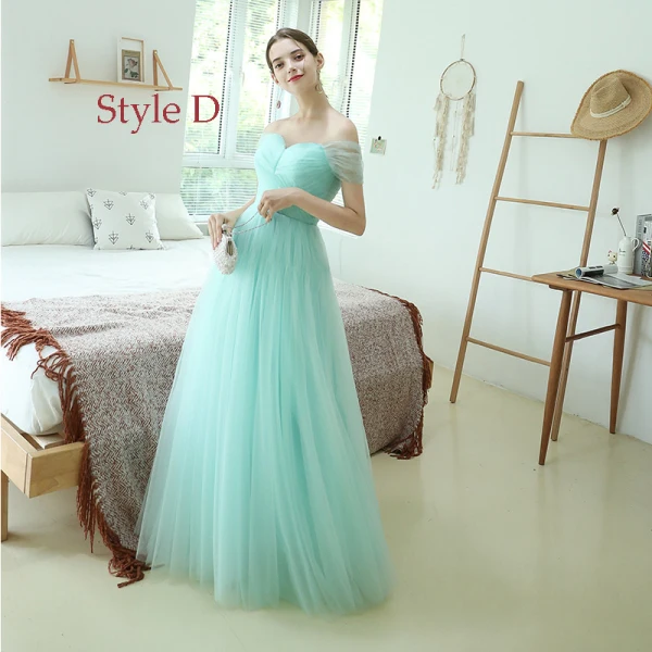 Affordable Mint Green Bridesmaid Dresses 2020 A-Line / Princess Off-The-Shoulder Short Sleeve Floor-Length / Long Ruffle Backless Wedding Party Dresses