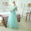 Affordable Mint Green Bridesmaid Dresses 2020 A-Line / Princess Off-The-Shoulder Short Sleeve Floor-Length / Long Ruffle Backless Wedding Party Dresses