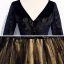 Chic / Beautiful Black Suede Evening Dresses  2020 A-Line / Princess V-Neck Long Sleeve Embroidered Flower Star Rhinestone Floor-Length / Long Formal Dresses