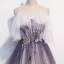 Élégant Violet Dégradé De Couleur Robe De Soirée 2020 Princesse Bretelles Spaghetti Manches Courtes Glitter Appliques Fleur Longue Volants Dos Nu Noeud