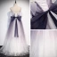 Élégant Violet Dégradé De Couleur Robe De Soirée 2020 Princesse Bretelles Spaghetti Manches Courtes Glitter Appliques Fleur Longue Volants Dos Nu Noeud