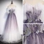 Élégant Violet Dégradé De Couleur Robe De Soirée 2020 Princesse Bretelles Spaghetti Manches Courtes Glitter Appliques Fleur Longue Volants Dos Nu Noeud