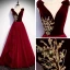 Chic / Beautiful Suede Burgundy Evening Dresses  2020 A-Line / Princess See-through Deep V-Neck Sleeveless Beading Floor-Length / Long Backless Formal Dresses