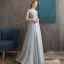 Chic / Beautiful Grey See-through Evening Dresses  2020 A-Line / Princess Scoop Neck Sleeveless Appliques Lace Beading Floor-Length / Long Backless Formal Dresses