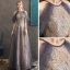 Illusion Violet Transparentes Robe De Soirée 2020 Princesse Encolure Dégagée Manches Courtes Appliques En Dentelle Glitter Paillettes Volants Perlage Longue Dos Nu Robe De Ceremonie