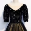 Vintage / Retro Black Evening Dresses  2020 A-Line / Princess See-through V-Neck Puffy 1/2 Sleeves Embroidered Glitter Star Tulle Floor-Length / Long Ruffle Formal Dresses