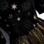Vintage / Retro Black Evening Dresses  2020 A-Line / Princess See-through V-Neck Puffy 1/2 Sleeves Embroidered Glitter Star Tulle Floor-Length / Long Ruffle Formal Dresses