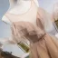 Chic / Beautiful See-through Champagne Bridesmaid Dresses 2020 A-Line / Princess Sash Floor-Length / Long Cascading Ruffles Backless Wedding Party Dresses