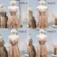 Chic / Beautiful See-through Champagne Bridesmaid Dresses 2020 A-Line / Princess Sash Floor-Length / Long Cascading Ruffles Backless Wedding Party Dresses
