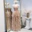 Chic / Beautiful See-through Champagne Bridesmaid Dresses 2020 A-Line / Princess Sash Floor-Length / Long Cascading Ruffles Backless Wedding Party Dresses