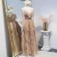 Chic / Beautiful See-through Champagne Bridesmaid Dresses 2020 A-Line / Princess Sash Floor-Length / Long Cascading Ruffles Backless Wedding Party Dresses