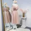 Chic / Beautiful Pearl Pink Bridesmaid Dresses 2020 A-Line / Princess Appliques Lace Beading Sash Short Ruffle Backless Wedding Party Dresses