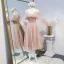 Chic / Beautiful Pearl Pink Bridesmaid Dresses 2020 A-Line / Princess Appliques Lace Beading Sash Short Ruffle Backless Wedding Party Dresses