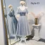 Fine Sølv Brudepikekjoler 2020 Prinsesse Stjerne Appliques Blonder Beading Sash Korte Buste Ryggløse Kjoler Til Bryllup