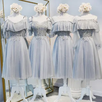 Chic Beautiful Grey Bridesmaid Dresses 2020 A Line Princess Sequins Beading Short Ruffle Backless Wedding Party Dresses