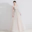 Charmant Champagne Robe De Soirée 2020 Princesse Bretelles Spaghetti Sans Manches Tachetée Tulle Appliques En Dentelle Perlage Longue Volants Dos Nu Robe De Ceremonie