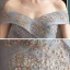 Chic / Belle Gris Bleu Ciel Robe De Soirée 2020 Princesse De l'épaule Manches Courtes Paillettes Glitter Appliques En Dentelle Longue Volants Dos Nu Robe De Ceremonie