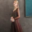 Best Brown Evening Dresses  2020 A-Line / Princess V-Neck Puffy Long Sleeve Beading Floor-Length / Long Backless Formal Dresses