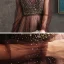 Best Brown Evening Dresses  2020 A-Line / Princess V-Neck Puffy Long Sleeve Beading Floor-Length / Long Backless Formal Dresses