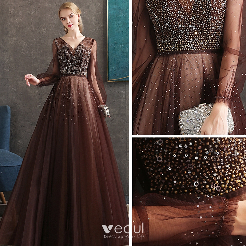 Brown Formal Evening Gown