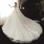 Best Champagne Wedding Dresses 2020 Ball Gown V-Neck 3/4 Sleeve Backless Appliques Lace Beading Pearl Chapel Train Ruffle