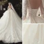 Best Champagne Wedding Dresses 2020 Ball Gown V-Neck 3/4 Sleeve Backless Appliques Lace Beading Pearl Chapel Train Ruffle
