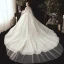 Conte de fée Champagne Transparentes Robe De Mariée Avec Cape 2020 Robe Boule Col Haut 3/4 Manches Dos Nu Appliques En Dentelle Perlage Watteau Train Volants