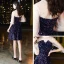 Scintillantes Bleu Roi Paillettes de retour Robe De Graduation 2020 Princesse Transparentes V-Cou Gonflée 1/2 Manches Courte Volants Robe De Ceremonie