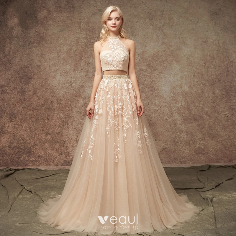 champagne second wedding dresses