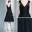 Fashion Black Homecoming Graduation Dresses 2020 A-Line / Princess V-Neck Sleeveless Beading Pearl Short Ruffle Backless Formal Dresses