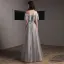 Beste Grau Abendkleider 2020 A Linie Off Shoulder Kurze Ärmel Applikationen Spitze Perlenstickerei Lange Rüschen Rückenfreies Festliche Kleider