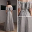 Beste Grau Abendkleider 2020 A Linie Off Shoulder Kurze Ärmel Applikationen Spitze Perlenstickerei Lange Rüschen Rückenfreies Festliche Kleider