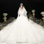 Luxury / Gorgeous Champagne See-through Wedding Dresses 2020 Ball Gown Scoop Neck Long Sleeve Pierced Appliques Lace Beading Royal Train Ruffle