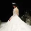 Luxury / Gorgeous Champagne See-through Wedding Dresses 2020 Ball Gown Scoop Neck Long Sleeve Pierced Appliques Lace Beading Royal Train Ruffle