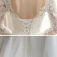 Affordable Champagne Outdoor / Garden Wedding Dresses 2020 A-Line / Princess V-Neck Long Sleeve Backless Pierced Appliques Lace Beading Pearl Sweep Train Ruffle