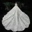 Charmant Champagne Transparentes Robe De Mariée 2020 Robe Boule Encolure Dégagée Manches Longues Dos Nu Glitter Tulle Appliques En Dentelle Perlage Royal Train Volants